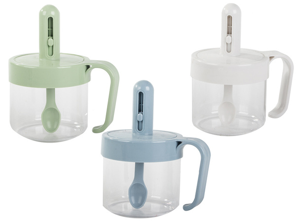 Pojemnik na przyprawy kuchenne z łyżką do żywności kubek z uchem zamykany