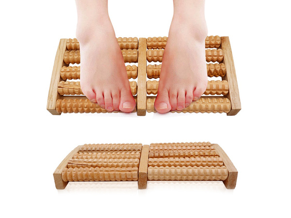 Masażer do stóp tradycyjny drewniany roller 2x5