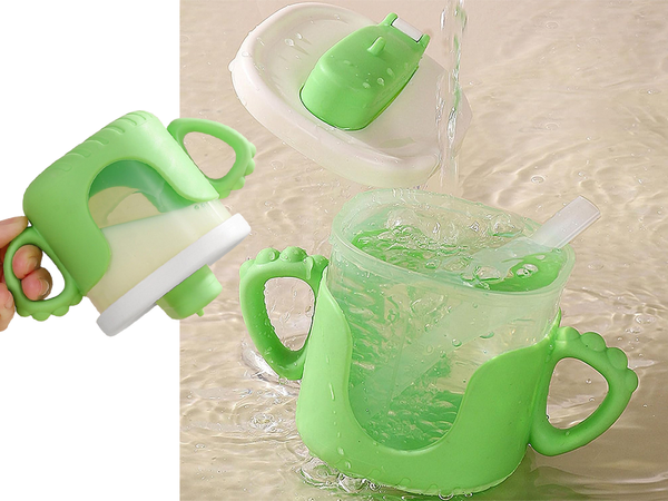 Kubek niekapek dla dziecka do picia silikonowe uchwyty 300ml ze słomką