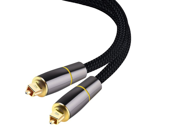 Kabel przewód optyczny 2m oplatany toslink digital hq pozłacane końcówki