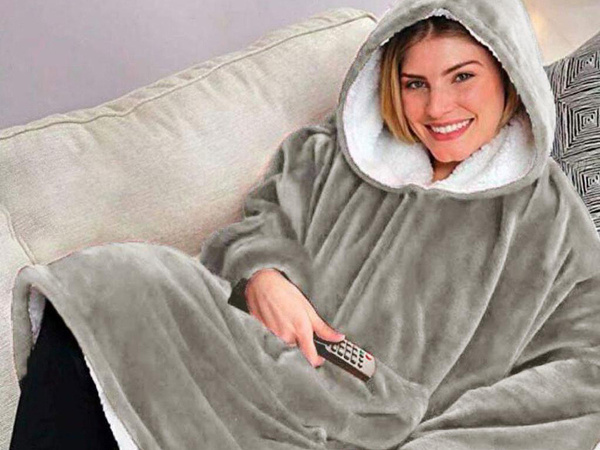 Ciepła bluza koc oversize xxl 2w1 gruba futrzak