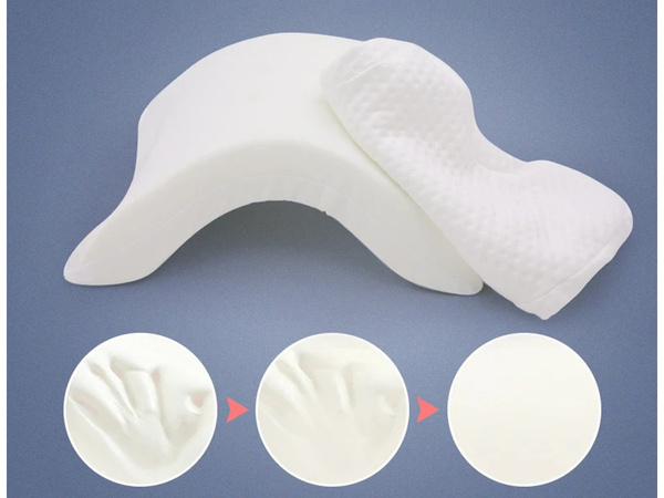 Poduszka ortopedyczna z otworem na rękę do spania memory biała łukowa