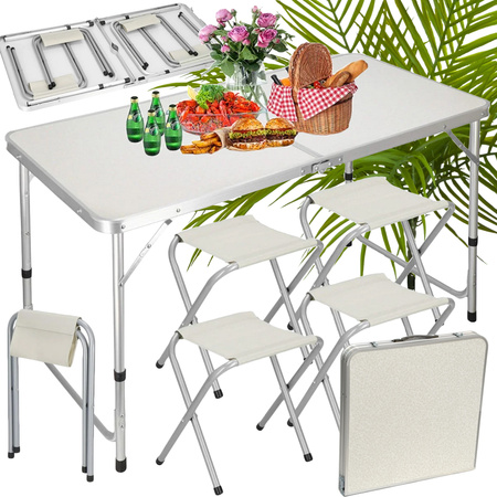 Stolik stół turystyczny składany kempingowy zestaw z 4 krzesłami ogrodowy