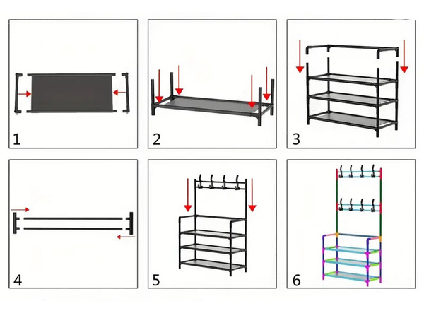 Wieszak stojący metalowy 5 poziomów na ubrania buty torebki loft garderoba