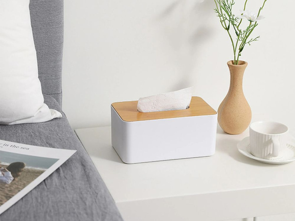 Pudełko na chusteczki higieniczne pojemnik organizer chustecznik bambus