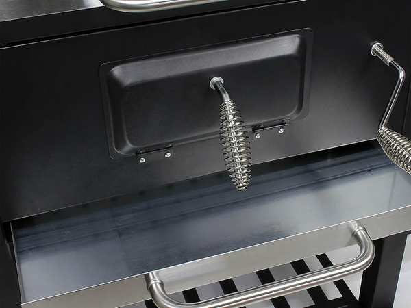 Grill węglowy ogrodowy dwa ruszty termometr pokrywa półka popielnik duży