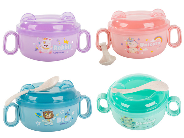 Zestaw naczyń do karmienia jedzenia dziecka miseczka z uchwytami łyżeczka