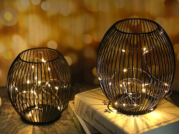 Świecznik metalowy dekoracyjny na świece 1 szt stojak lampion do domu taras