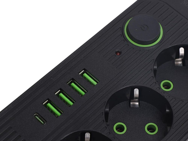 Przedłużacz listwa zasilająca sieciowa 3 gniazda 250v 2m 4x usb 1x ucb-c