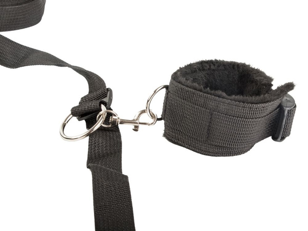KAJDANKI UPRZĄŻ NA ŁÓŻKO BDSM ZESTAW DLA PAR PASY REGULOWANE CZARNE