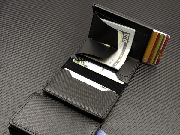 Portfel męski etui rfid antykradzieżowy czarny na karty banknoty ekoskóra