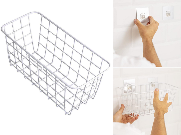 Koszyk wiszący kosz organizer metalowy zawieszany półka wisząca biały mocny