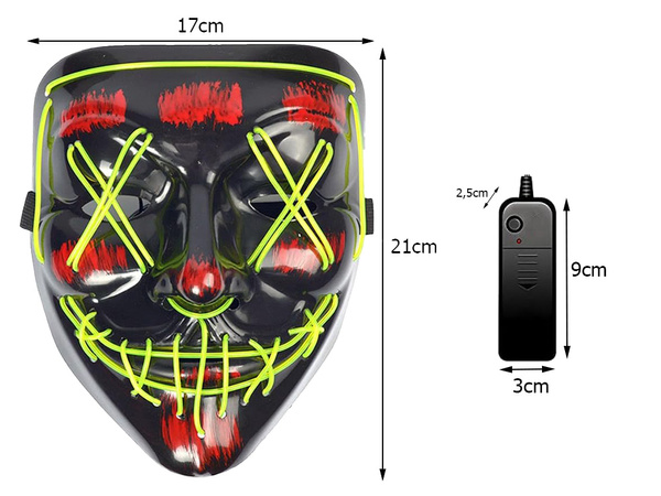 Maska led świecąca ledowa halloween impreza purge