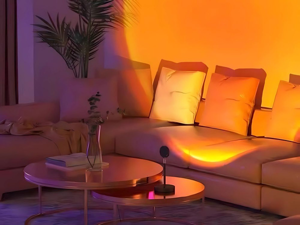 Projektor lampka zachód wschód imitacja słońca metalowa led rgb usb + pilot