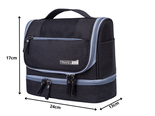 Kosmetyczka podróżna ogranizer z haczykiem duża unisex wodoodporna czarna