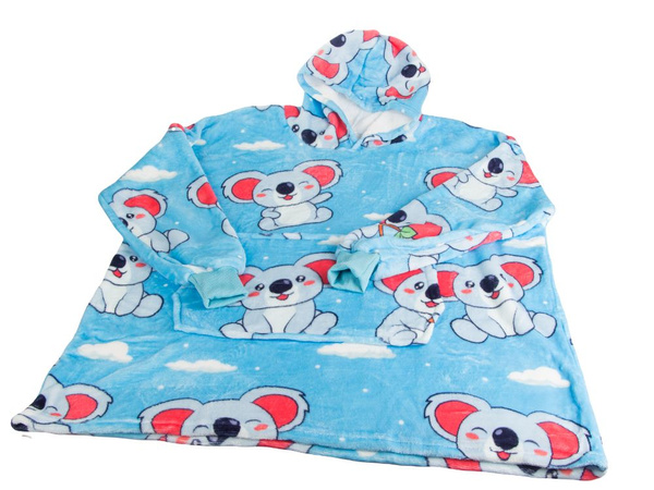Ciepła bluza koala koc oversize xxl 2w1 gruba futrzak miękka z kapturem