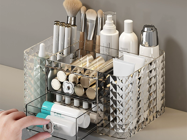 Szkatułka organizer na kosmetyki biżuterię do łazienki na biurko szufladki