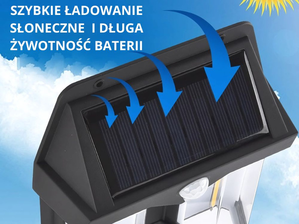 Lampa solarna z czujnikiem zmierzchu ruchu 3 tryby wodoodporna 1200lm