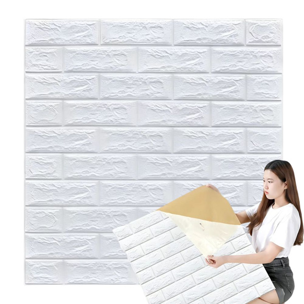 PANELE ŚCIENNE 3D CEGŁA BIAŁA TAPETA SAMOPRZYLEPNE DEKORACYJNA PIANKOWA