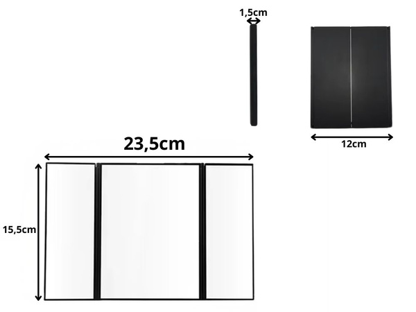 Lusterko składane z podstawką kosmetyczne do makijażu podświetlane led