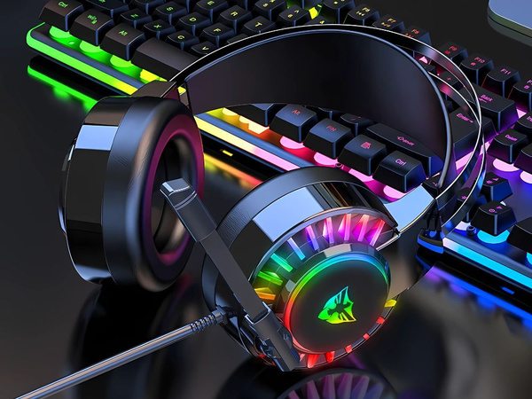 SŁUCHAWKI GAMINGOWE 7.1 RGB PRZEWODOWE NAUSZNE DLA GRACZY LED Z MIKROFONEM
