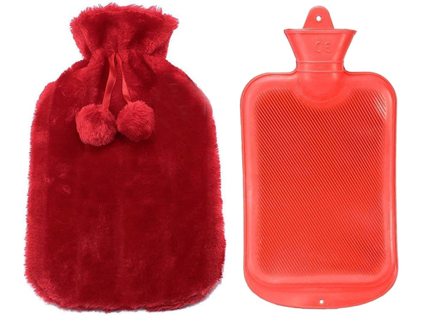 Termofor pluszowy gumowy ogrzewacz termofor duży w pokrowcu miękki futerko