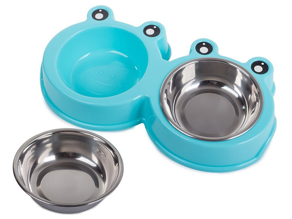 Miska podwójna dla psa kota metalowa 0,3l x 2