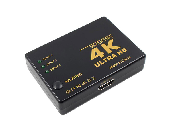 Switch rozdzielacz 3x do 1 hdmi 4k uhd + pilot ir