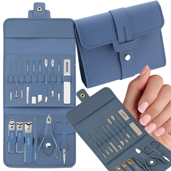 Zestaw do paznokci przybornik manicure pedicure etui cążki 16 elementów