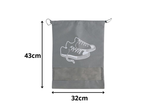 Worek etui na buty ubrania do przechowywania podróżny ze sznurkiem szary