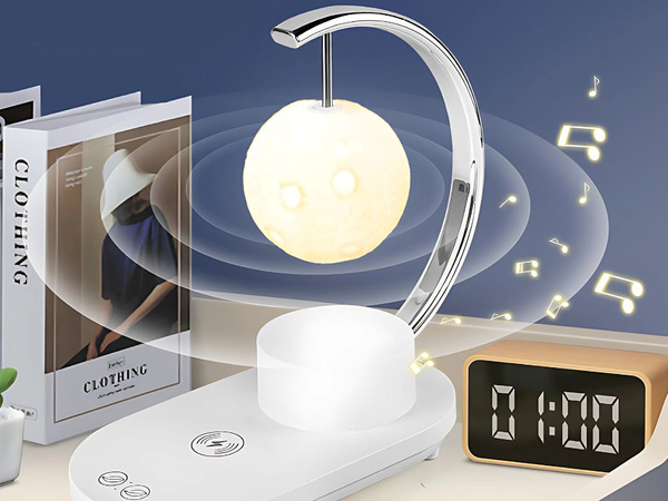Lampka księżyc rgb z ładowarką indukcyjną 10w led usb głośnik bluetooth
