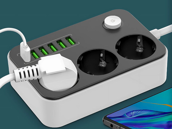 Przedłużacz listwa zasilająca sieciowa 3 gniazda 250v 2m 6x usb ładowarka