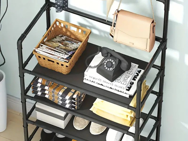 Wieszak stojący metalowy 5 poziomów na ubrania buty torebki loft garderoba