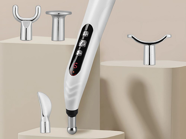 Długopis masażer do akupunktury elektrostymulator 5 końcówek lcd zestaw