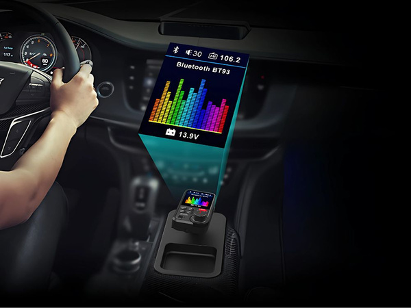 Transmiter bluetooth 5.0 fm zestaw głośnomówiący usb qc tf bass lcd 12-24v