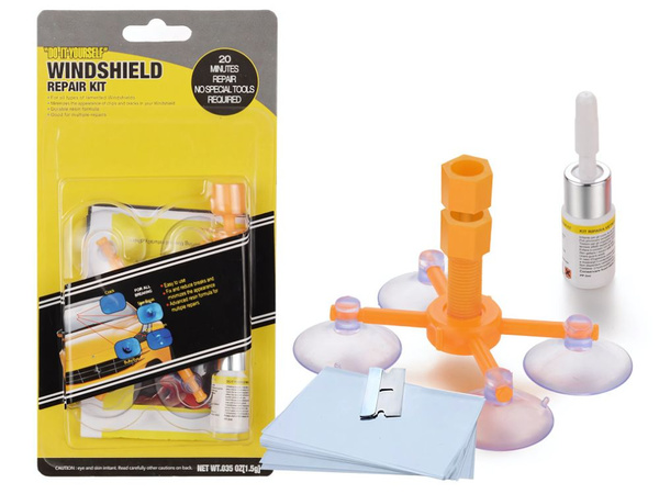 Zestaw naprawczy do naprawy szyby samochodowej odpryski pęknięcia klej szyb