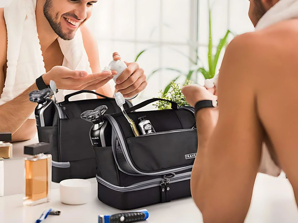 Kosmetyczka podróżna ogranizer z haczykiem duża unisex wodoodporna czarna