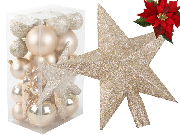 Bombki choinkowe na choinkę święta złote brokat gwiazda brokat 8 / 6 / 5