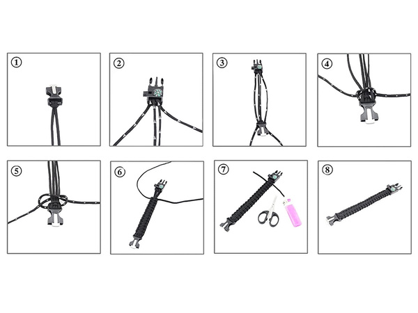 Bransoletka survival opaska 5w1 kompas krzesiwo linka nóż linka paracord