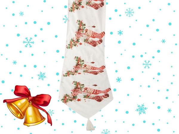 Bieżnik na stół świąteczny skarpety wigilijny na boże narodzenie 205x35cm