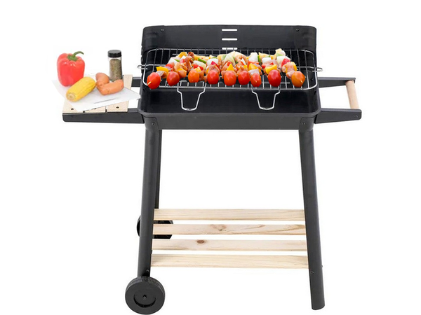 Grill ogrodowy duży węglowy bbq regulowany ruszt półki koła przenośny