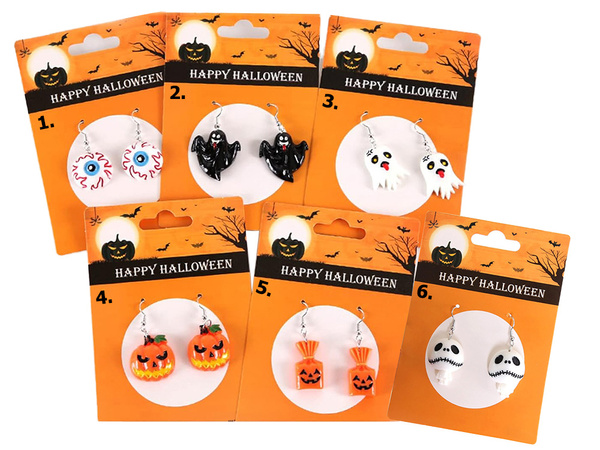 Kolczyki na halloween halloweenowe na imprezę bal duch dynia cukierek oko