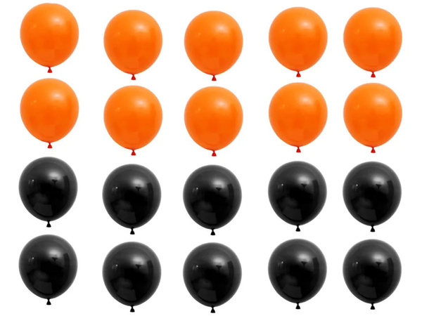 Zestaw balonów halloween czarne pomarańczowe 20szt