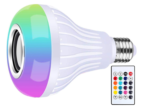 Żarówka kolorowa led rgb głośnik bluetooth pilot