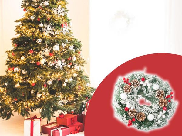 Wianek stroik wieniec na boże narodzenie święta dekoracja na drzwi okno