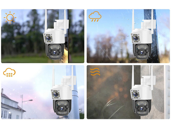 Kamera z dwoma obiektywami wifi zewnętrzna obrotowa detektor ruchu ip 4g