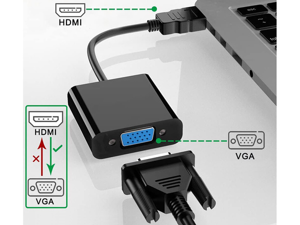 Konwerter adapter przejściówka z hdmi na do vga d-sub kabel czarny