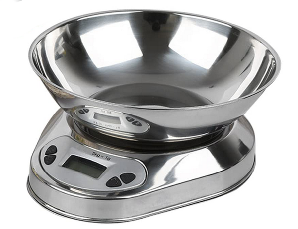 Elektroniczna waga kuchenna z misą 5kg/1g cyfrowa precyzyjna metalowa