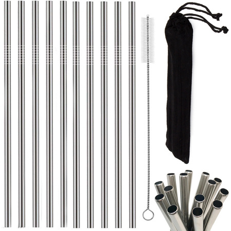 Słomki rurki wielorazowe metalowe eko x10 czyścik