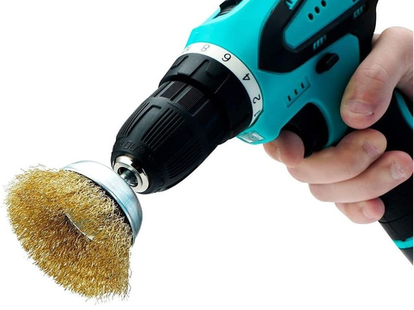 Szczotki druciane z mosiądzu na wkrętarkę zestaw 5 sztuk różne rozmary